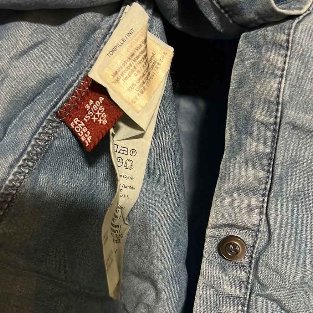 Comptoir Des Cotonniers Denim Button Front Blouse - Picture 6 of 6